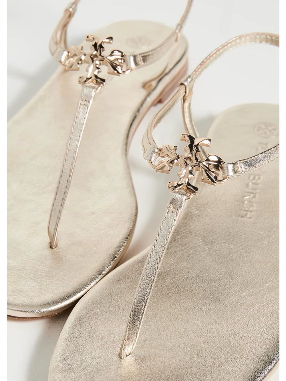 Tory Burch Capri Metallic Thong Sandals in Gold